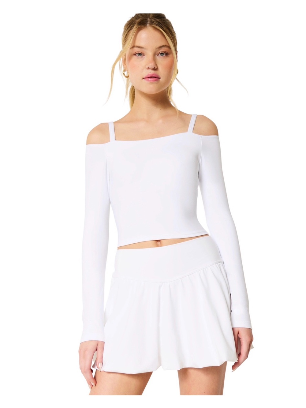Gilly Hicks Active Recharge Off-the-shoulder long-sleeve white top - large